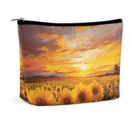 GFLFMXZW Trousse de maquillage de voyage pour femme - Belle trousse de maquillage pour sac à main - Grand étui de rangement de maquillage - Beau champ de tournesol - Taille unique, Beau coucher de