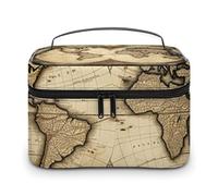 GFLFMXZW Trousse de maquillage de voyage pour femme - Carte du monde - Grande trousse de maquillage pour sac à main, sac de réception, carte du monde, 25 x 18 x 15 cm, trousse de maquillage, motif