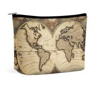 GFLFMXZW Trousse de maquillage de voyage pour femme - Grande trousse de maquillage avec carte du monde - Taille unique, motif carte du monde, Taille unique, Trousse de maquillage
