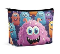 GFLFMXZW Trousse de maquillage de voyage pour femme - Grande trousse de maquillage motif monstre coloré de dessin animé pour sac à main, grande trousse de rangement de maquillage, monstre coloré de