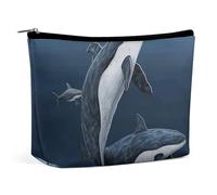 GFLFMXZW Trousse de maquillage de voyage pour femme - Grande trousse de maquillage pour sac à main - Famille de baleines - Taille unique, Whale Family, Taille unique, Trousse de maquillage