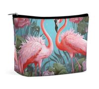 GFLFMXZW Trousse de maquillage de voyage pour femme - Grande trousse de maquillage pour sac à main - Motif flamant rose - Taille unique, Flamingo Love Flowers, Taille unique, Trousse de maquillage