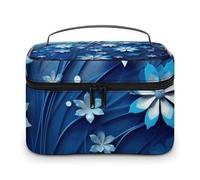 GFLFMXZW Trousse de maquillage de voyage pour femme - Mini tourbillon de fleurs bleues - Grande trousse de rangement de maquillage - Mini tourbillon de fleurs bleues - 25 x 18 x 15 cm, Mini tourbillon