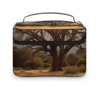 GFLFMXZW Trousse de maquillage de voyage pour femme - Motif arbre africain - Grande trousse de rangement de maquillage - 25 x 18 x 15 cm, Arbre d'Afrique, 25x18x15cm, Trousse de maquillage