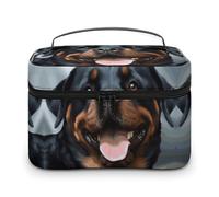 GFLFMXZW Trousse de maquillage de voyage pour femme - Motif tête de chien Rottweiler - Grande trousse de maquillage pour sac à main, grande trousse de rangement de maquillage, tête de langue de chiens