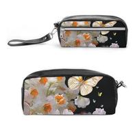 GFLFMXZW Trousse de maquillage de voyage pour femme - Papillons et fleurs de narcisse, grande trousse de maquillage pour sac à main, papillons et fleurs de narcisse, 20 x 10 x 5,5 cm, trousse de