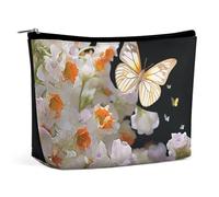 GFLFMXZW Trousse de maquillage de voyage pour femme - Papillons - Fleurs de narcisses - Grande trousse de maquillage pour sac à main - Papillons et fleurs de narcisse, taille unique, Papillons