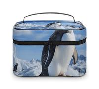 GFLFMXZW Trousse de maquillage de voyage pour femme - Pingouin des montagnes enneigées - Grande trousse de rangement de maquillage - Sac de réception - Pingouin des montagnes enneigées - 25 x 18 x 15