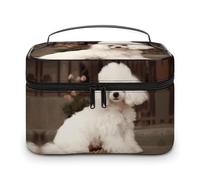 GFLFMXZW Trousse de maquillage de voyage pour femme - Trousse de maquillage caniche français pour sac à main, grande trousse de rangement de maquillage, sac de réception, caniche français, 25 x 18 x