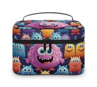 GFLFMXZW Trousse de maquillage de voyage pour femme, trousse de maquillage motif monstre coloré de dessin animé, grande trousse de rangement de maquillage, sac de réception, monstre coloré de dessin