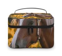 GFLFMXZW Trousse de maquillage de voyage pour femme - Trousse de maquillage pour sac à main, grande trousse de rangement de maquillage, sac de réception, cheval de tournesol jaune, 25 x 18 x 15 cm,