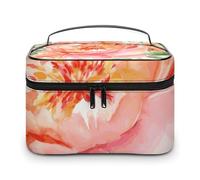GFLFMXZW Trousse de maquillage de voyage pour femme - Trousse de maquillage pour sac à main, grande trousse de rangement de maquillage, sac de réception, pivoine pêche, 25 x 18 x 15 cm, trousse de