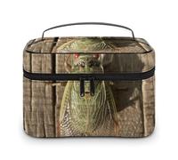 GFLFMXZW Trousse de maquillage de voyage pour femme - Une trousse de maquillage verte pour sac à main, grande trousse de rangement de maquillage, sac de réception, une cigale verte, 25 x 18 x 15 cm,