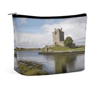 GFLFMXZW Trousse de maquillage de voyage pour femme - Vue du château de Dunguaire - Grande trousse de maquillage pour sac à main, grande trousse de rangement de maquillage, vue du château de