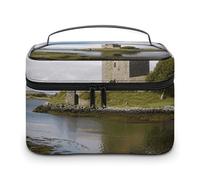 GFLFMXZW Trousse de maquillage de voyage pour femme - Vue du château de Dunguaire - Trousse de maquillage pour sac à main, grande trousse de rangement de maquillage, sac de réception, vue du château