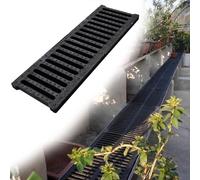 GFLPSQIA caniveau Drainage Grilles De Drainage en Résine Noire, Couvercle De Caniveau, pour Allée en Béton, Allée De Jardin, Allée en Terre, Plaque De Recouvrement(W X H 35 X 3cm/14 X 1.2in)