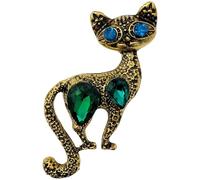 GFM Broche en forme de chat avec strass pour la fête des mères, un anniversaire, la Saint-Valentin ou Noël pour tous les amoureux des chats (BRCH-CT02-a), Small, Métal, Cristal