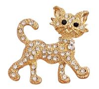 GFM Broche en forme de chat avec strass pour la fête des mères, un anniversaire, la Saint-Valentin ou Noël pour tous les amoureux des chats (BRCH-CT02-a), Small, Métal, Cristal
