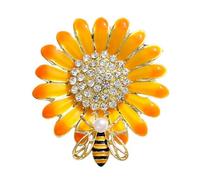 GFM® Broche fleur d'abeille - Noël, fête des mères, anniversaire, Saint-Valentin, Small, Métal, Cristal