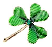 GFM Broche trèfle à trois feuilles ou quatre feuilles en émail - (BRCH-Clover-CRYS), Small, Métal, Cristal