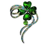 GFM® Broche trèfle à trois feuilles ou quatre feuilles en émail - (BRCH-Clover-CRYS), Small, Métal, Cristal