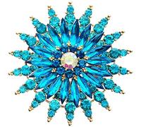 GFM Broche vintage en forme de fleur Art déco en cristal pour mariage, anniversaire, anniversaire de mariage, Small, Métal, Cristal