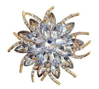 GFM Broche vintage en forme de fleur Art déco en cristal pour mariage, anniversaire, anniversaire de mariage, Small, Métal, Cristal