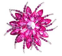 GFM Broche vintage en forme de fleur Art déco en cristal pour mariage, anniversaire, anniversaire de mariage, Small, Métal, Cristal