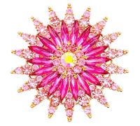 GFM Broche vintage en forme de fleur Art déco en cristal pour mariage, anniversaire, anniversaire de mariage, Small, Métal, Cristal