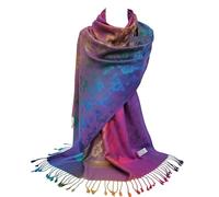 GFM® Écharpe de style pashmina arc-en-ciel au toucher soyeux (NEOPASH-B), FRL86-JMN-Violet, L