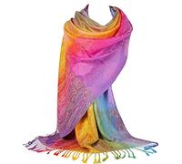 GFM® Écharpe de style pashmina arc-en-ciel soyeuse au toucher cachemire ou floral (Pais-39-ghglb)