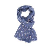 GFM Écharpe imprimée notes de musique en or rose pour femme pour le printemps et l'été -Mu-13-Denim Blue- (FLD-MU-A013-BechNL)