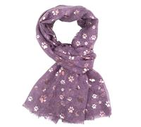 GFM® Écharpe imprimée pattes de chien et chat en feuille métallique or rose (DP-RG-violet) (PSCF-FLD-DP-RG-61-JMN)