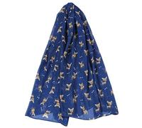 GFM®-Femme - Echarpe Chihuahua Chiens Imprimé Printemps Eté (PSCF-CHI) (Chi-131-bleu marine)