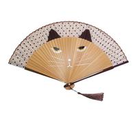 GFM® FLSLK-CT-1-KEK Éventail japonais pliable en soie de bambou pour l'été, mariage, fête (MR-E) (FLSLK-CT-1-KEK)