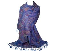 GFM® MSC-B Écharpe style pashmina à motif floral cachemire mosaïque, bleu royal-Msc4-CRTNL