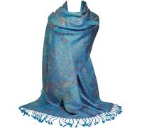 GFM® MSC-B Écharpe style pashmina à motif floral cachemire mosaïque, Bleu turquoise-Msc4-TXNL