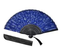 GFM® SPFAN1-C-CRTNLKL Éventail pliable à main en dentelle espagnole pour l'été, un mariage, un fan gitan français, une fête, une danse (AA) Bleu roi