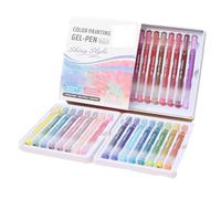 Gfm752 Lot de 16 stylos à encre gel à paillettes à double couleur clignotante pour livres de coloriage pour adultes, dessin, gribouillage, 1 mm, cartes d'anniversaire à faire soi-même (29,7 x 8 cm)