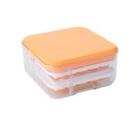 Gfm775 Lot de 4 plateaux à glaçons avec couvercle en silicone flexible à démoulage facile empilables sans déversement pour aliments pour bébés, cocktails, whisky, orange et jaune (orange, 20 x 20 x 10