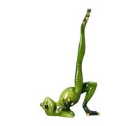 Gfm917 Sculpture de grenouille amusante en résine - Figurine de grenouille - Pose de yoga - Mascotte - Animaux de collection - Décoration pour la maison, la salle de bain, le jardin (jambe pressée