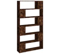 GFMGUEMV Bibliothèque classique en chêne fumé, 100 x 24 x 188 cm, séparateur de pièce avec 6 compartiments en bois, beaucoup d'espace de rangement pour livres et décoration, nettoyage facile, avec