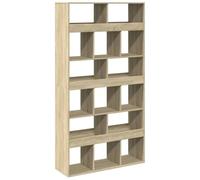 GFMGUEMV Bibliothèque classique en chêne Sonoma 100 x 33 x 187,5 cm en bois avec 15 compartiments spacieux, idéale comme séparateur de pièce pour livres, magazines et décoration