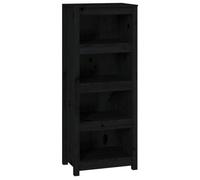 GFMGUEMV Bibliothèque classique en pin massif - Noir - 50 x 35 x 125 cm - Design simple et moderne avec beaucoup d'espace de rangement pour livres, magazines et décoration, idéale pour le salon