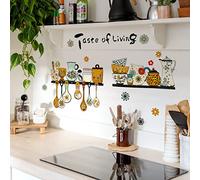 GFMODE Passez la souris sur l'image pour zoomer Stickers Muraux Cuisine Proverbe Autocollants Mural Ustensiles de Cuisine Marguerite Décoration Murale Frigo Cuisine Salle à Manger
