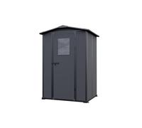 GFP Primeyard Abri de Jardin en Plastique 129x103x196 cm Anthracite | Armoire de jardin avec porte à battante - Construction robuste en polypropylène - Charge du toit : env. 75 kg/m²
