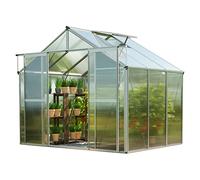 GFP Serre de Jardin 225x195 cm Topas 3, Aluminium, Toit 8 mm Polycarbonate | Structure en aluminium - panneaux en polycarbonate env. 8 mm, glissées dans le cadre - porte double coulissante