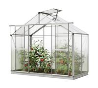 GFP Serre de Jardin Orchidee 2 Structure en Aluminium 256 x 131 cm Panneaux en Polycarbonate - avec Cadre de Fondation et ouvre-fenêtre Automatique
