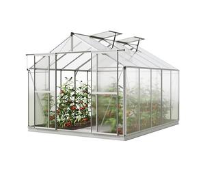 GFP Serre de Jardin Orchidee 5 Structure en Aluminium 256 x 317 cm Panneaux en Polycarbonate - avec Cadre de Fondation et ouvre-fenêtre Automatique
