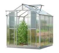 GFP Serre Picco 3 Cadre Aluminium 179 x 195 cm Panneaux en Polycarbonate de 6 mm avec Cadre de Fondation et ouvre-fenêtre Auto